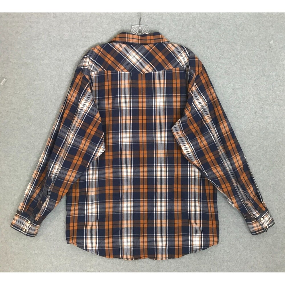 Red Head Pearl Snap Western Shirt Mens Large Blue Brown Plaid Long Sleeve Cowboy - Picture 2 of 8
